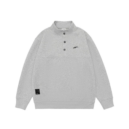 Nanhe heavyweight loose men's sweatshirt spring and autumn new American trendy brand hoodless bottoming shirt Henry collar handsome top floral gray M M