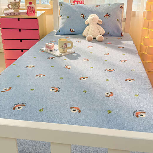 Tangyi double-sided velvet dormitory milk velvet sheet single piece winter thickened student single coral velvet quilt children's blanket Playful dog double-sided thickened milk velvet three-piece set-150x200cm sheet + pillowcase pair