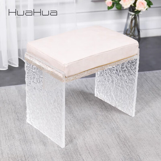 Fantasy Acrylic Shoe Changing Stool Wabi Style Dressing Stool Upholstered Piano Bench Stool Light Luxury Creative Home Porch Transparent Color 48cm