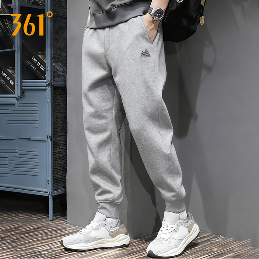 361 Men's Sports Pants Autumn 2025 New Knitted Sweatpants Loose Casual Cuffed Leg Branded Long Pants Men's Style F - Light Tile Gray - Cuffed Sweatpants Upgraded Cotton 3XL 190/(Recommended 180-199Jin Jin equals 0.5kg)