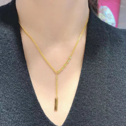 Di is the old Phoenix 999 gold signed necklace 18K gold pendant lucky signed gold bar safe signed summer neck clavicle chain