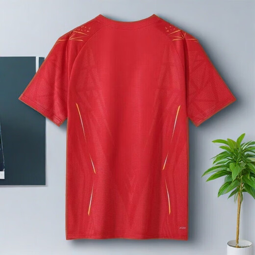 Li Ning 19902025 new badminton uniform for children 8 to 12 years old table tennis quick-drying breathable men's and women's sports competition customization FKYP-navy blue sports T-shirt 140 children's code