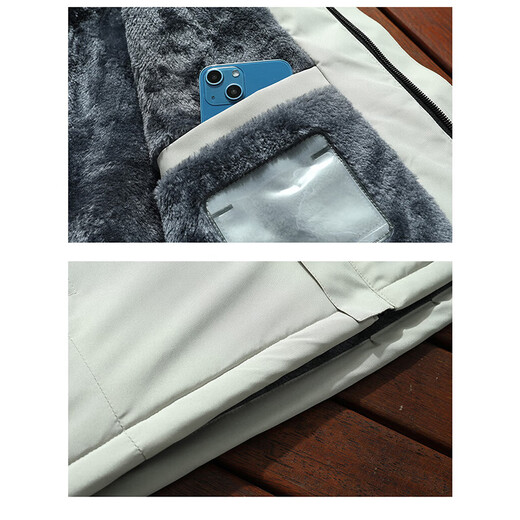 JEEP SPIRIT Jeep cotton jacket autumn and winter plus velvet thickened warm outdoor hooded sports top khaki 2XL