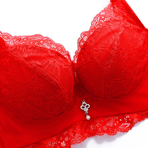 Eve's Show Red Underwear Women's Small Breasts Push Up Big Bra Panties 2026 Wedding Bride's Zodiac Year Set Big Red Set (3721) 75A /34A