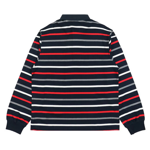 PAUL&SHARK (Paul Shark) men's long-sleeved POLO shirt, classic striped embroidered logo top, fashionable men's clothing, dark blue (red, white and gray stripes) I14P1072 374 M size, loose version