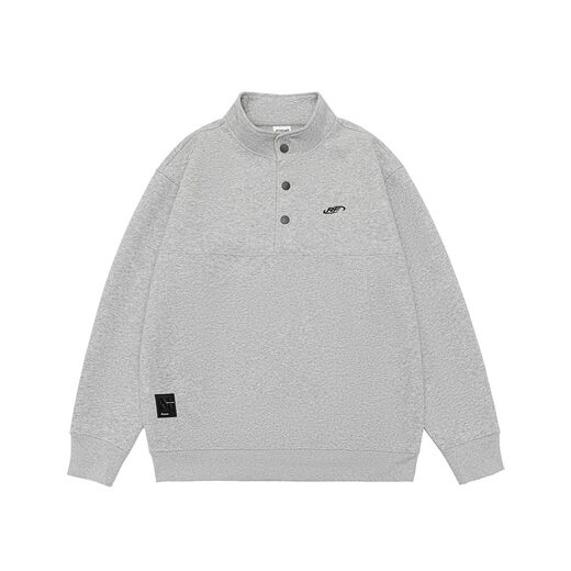 Nanhe heavyweight loose men's sweatshirt spring and autumn new American trendy brand hoodless bottoming shirt Henry collar handsome top floral gray M M