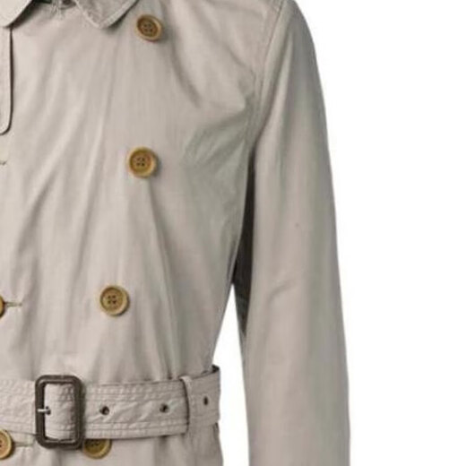 博柏利（BURBERRY）纯色双排扣翻领腰带风衣男款卡其色 卡其色 均码 48