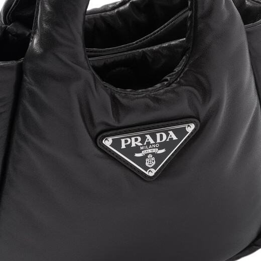 PRADA Enamel-coated Metal Triangle Logo Magnetic Buckle Closure Soft Nappa Leather Handbag Mini Women's Black Basic Pack (Bag + Dust Bag)