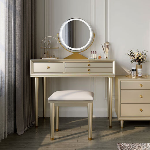 Solid wood dressing table bedroom bedside dressing table small apartment dressing cabinet bedside special light luxury dressing table with mirror dressing table + stool 90*42*80 without mirror door installation cherry wood
