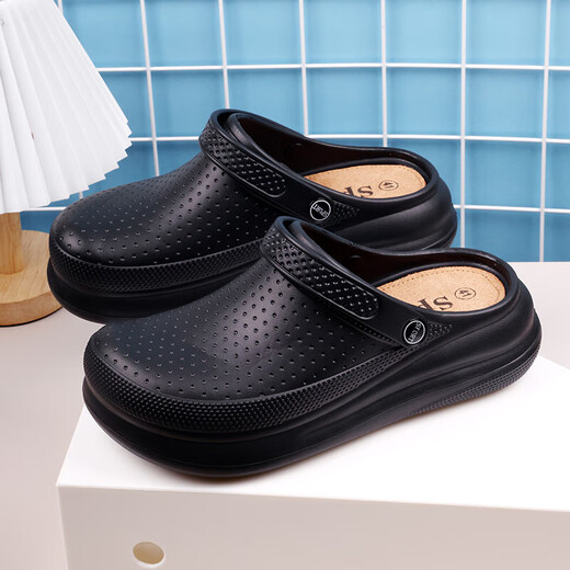 Baotou Slippers for Men's Summer épaisse épaisse tendance non glissée Tendance polyvalente Chaussures de plage confortables Brestables Slippers décontractées noir 42