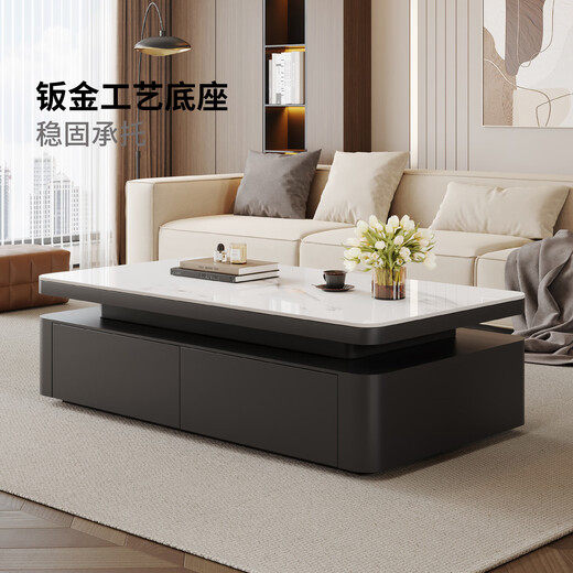 Home coffee table living room home 2025 new high-end size apartment light luxury modern coffee table rectangular slate coffee table table slate snow mountain white coffee table 130*70*45cm