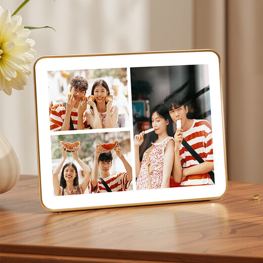Fantasy photo frame and table, custom photos made into a high-end photo album, washed, printed, wedding photos and ornaments made. I just want to see you, rose gold 8-inch table