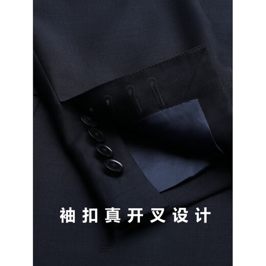 PITC light luxury high-end craftsmanship half-linen lining wool suit suit men's navy blue business casual suit double-open navy/half-linen lining/top + trousers 50 Please note the size of top/trousers