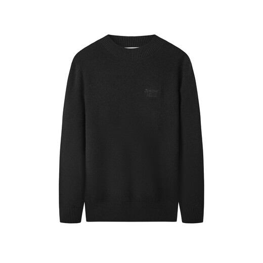 九牧王【商场同款 含羊毛羊绒】男装羊毛衫男25春冬新款圆领暖绒毛衣男 修身版+黑色+JY1DV50647 M 170/92A(48)