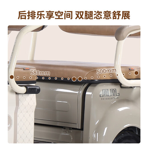 Phoenix Fengya electric tricycle household electric motorcycle adult electric vehicle small tricycle electric vehicle with shed Chaowei battery 600W+60V24A black gold + battery life about 50 kilometers