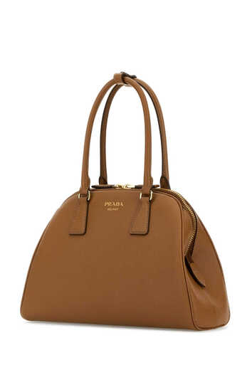 PRADA Saffiano Zip Medium Handbag Brown One Size