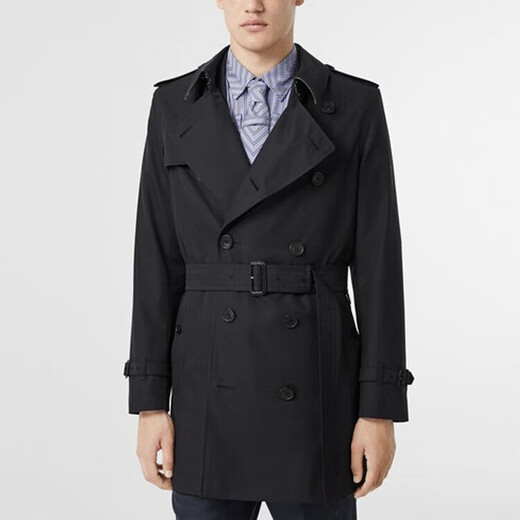 博柏利（BURBERRY）新年礼物双排扣附腰带长袖风衣男款深蓝色 深蓝色 均码 54