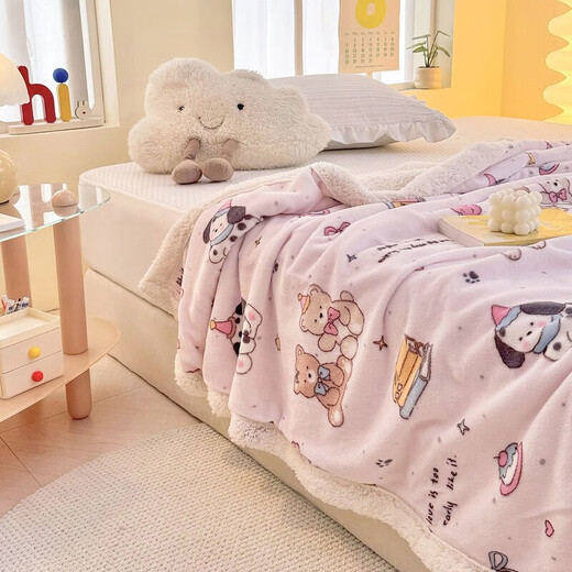 Fantasy A-type three-layer thickened plus fleece milk velvet office nap blanket kindergarten blanket autumn and winter blanket Little Red Riding Hood double-layer thickened high-gram weight milk velvet + lamb's velvet 150*200 single blanket Type A skin-friendly warm can be spread and covered