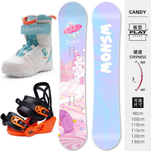 WS SnowboardsWS Snowboard Kinder Snowboard Set Komplettset Skischuhe Bindungen Snowboard Set Kinder und Jugendliche Snowboard E1 Set 90cm