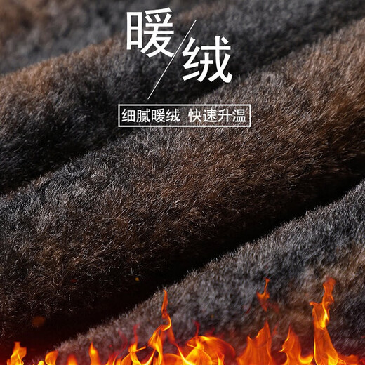 Woodpecker Dad Jacket Men's Autumn and Winter Middle-aged and Elderly Cotton Coat Men's Velvet Thickened Chenille Jacket Winter Warm Jacket J6611 Blue Black 2XL /185 (Recommended 130-145Jin Jin equals 0.5 kg)