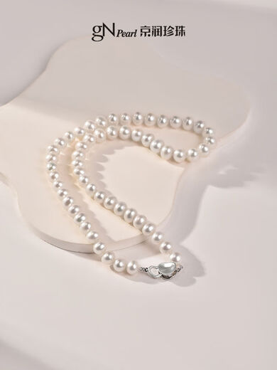 Pearl Xunsi silver freshwater pearl necklace 610mm love buckle design simple commuting gift for girlfriend D 6 o'clock 3-7 o'clock 3mm 42cm with buckle