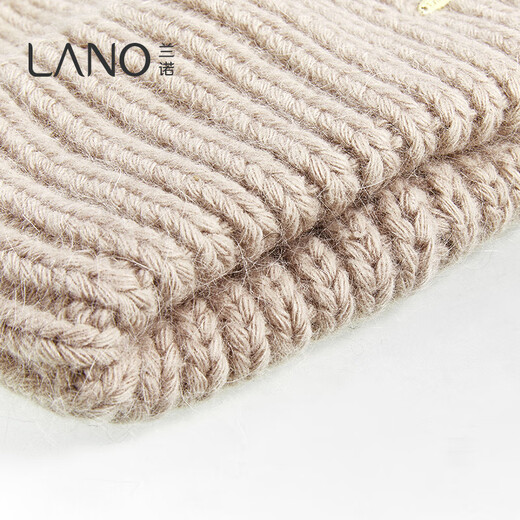 Lannuo rabbit fur knitted woolen hat for women 2024 autumn and winter new style large head circumference showing face small thickened ear protection warm hat white M (56-58cm)