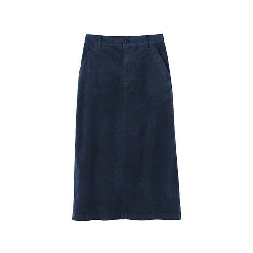 MUJI Women's Stretch Corduroy Narrow Skirt Long Skirt Skirt Women's Fall 25 BE1XWA5A Navy Blue L (165/70A)