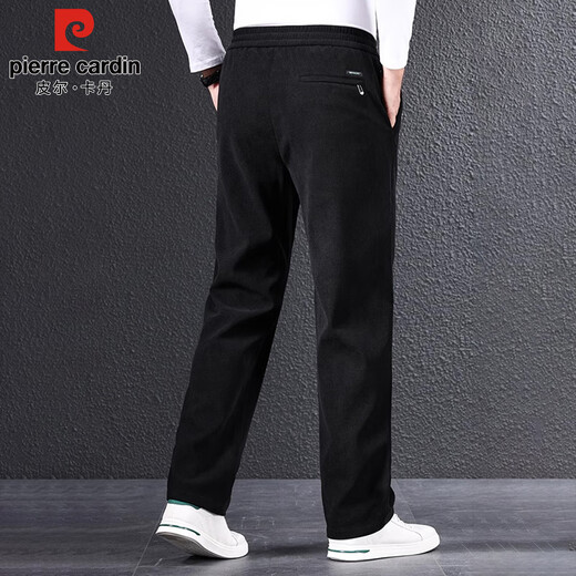 Pierre Cardin pants men's autumn and winter loose straight sports casual pants men's thickened corduroy men's pants dark gray 2XL