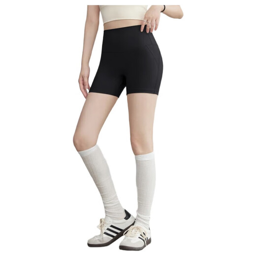Yoga shorts for women 2025 new high-waisted slim running and cycling pants that can be worn outside Pilates fitness pants, navy blue L weight 105-120 Jin Jin equals 0.5 kg