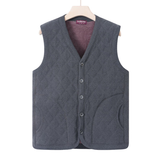 Xiaofu middle-aged and elderly vests with velvet and thickening middle-aged men's winter all-in-one velvet vests for men and dads winter solid color vests