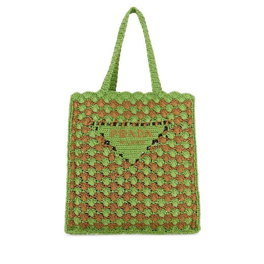 PRADA FW25 Luxury Women's TWO TONE Raffia Woven Shopping Bag MULLOURED One Size