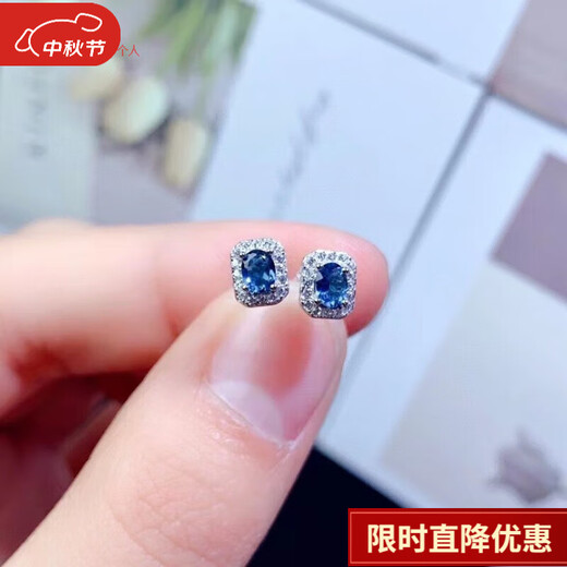 Topaz earrings s925 silver inlaid with natural London blue earrings stone size 3*4MM special price