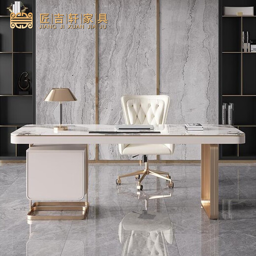 Jiangjixuan light luxury high-end Italian slate study computer desk and chair combination modern simple large and small apartment calligraphy and painting desk home furniture bedroom bright slate calligraphy desk bright slate desk + book chair 140*70*75