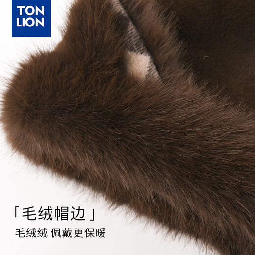 TonLion thickened plush hat and scarf all-in-one men's winter student outdoor cycling scarf to prevent cold and warm Lei Feng hat for women black