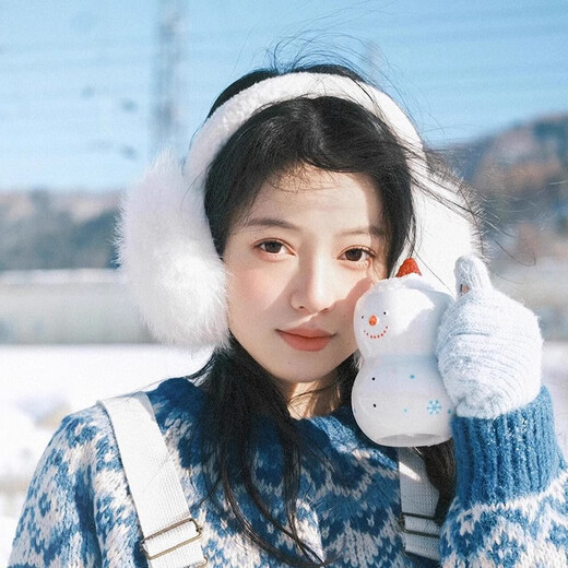 JIOESC earmuffs, warm women's Korean style earmuffs, winter cycling white plush earmuffs, anti-freeze, cute and versatile earmuffs for women, white, diameter 12.5cm, width 14cm 1 piece