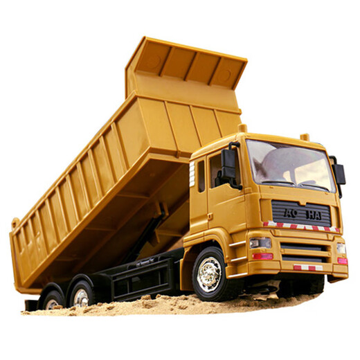 Zhouke 25 children's remote control truck toy electric dump truck boy engineering vehicle dump truck model truck mixer truck handle remote control dump truck black alloy version three sets of rechargeable batteries