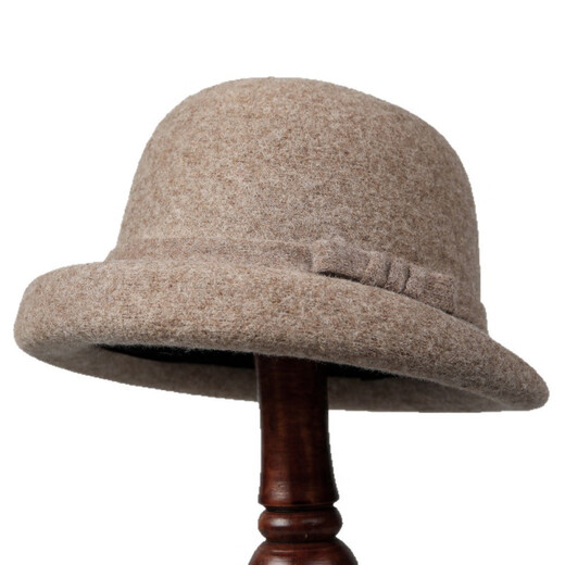 Fangchi felt mother hat women's French retro bow bucket hat autumn and winter rich style hat mocha color M (56-58cm)
