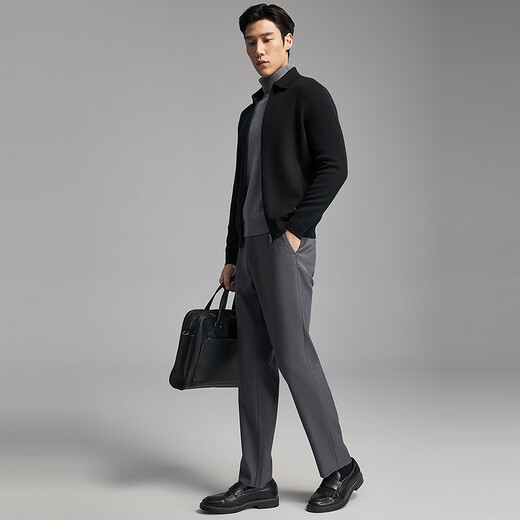 Youngor dense fleece wool sweater men's sweater jacket men's 25 autumn and winter warm and comfortable skin-friendly lapel black VWHW619961AFA S 95cm (recommended 105-125Jin Jin equals 0.5 kg)