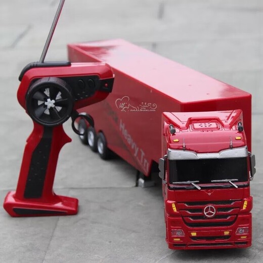 Remote Control Truck Super Heavy Duty Semi-trailer Controlled Container Car Toy Children's Automatic Car Mercedes-Benz Large Truck Remote Control Dump Truck (Yellow) Deluxe Edition (Three Batteries and One Charge)