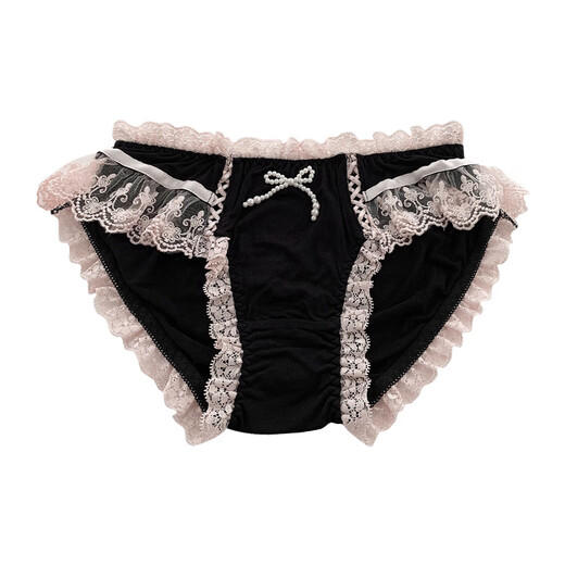 Universal Sweetheart Diary Lace Underwear New Pure Lust Style Low Waist Briefs Women's Underwear White Black Black M