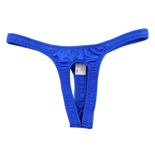 PYONGRAINS Men's Thong Sexy Tight Ice Silk Front Hole Men's Thong Low Waist Men's T-Pants Elastic White S