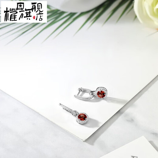 Quan Yin garnet earrings for women 925 silver set with 2.64 carats colored gemstone earrings for women classic simple earrings gift