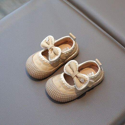 Terranis Yangma recommends spring new baby girl bow princess shoes soft sole infants 0-1-3 years old off-white 16_inner length 12.0cm