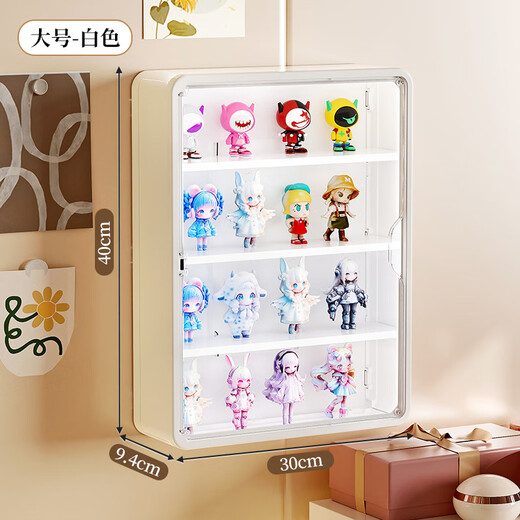 Ershanji Wall-mounted Figure Display Cabinet Transparent Blind Box Storage Box Wall Doll Bubble Mart Display Rack Blind Box Display Rack Wall-mounted White Large