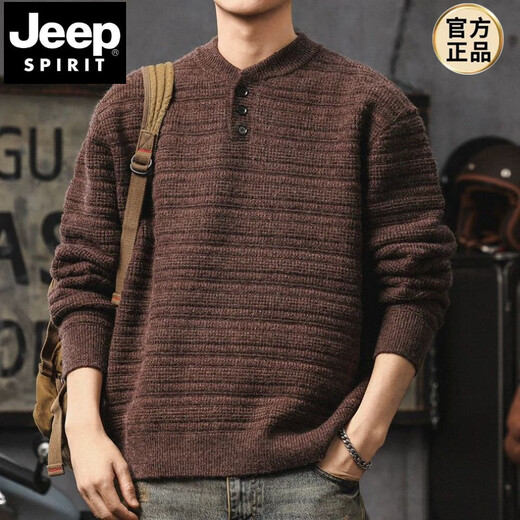 JEEP SPIRIT American retro sweater for men in winter warm pullover bottoming sweater high-end handsome Henry collar lazy style jacket Hua Ka weighs 850 grams M 110-130 Jin Jin is equal to 0.5 kg