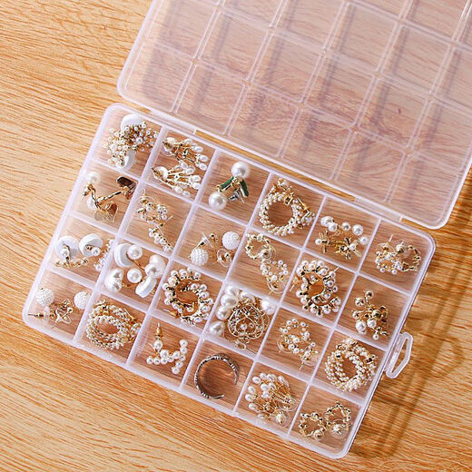 Transparent jewelry box, plastic box, jewelry storage box, multi-compartment box, jewelry storage box, 10-compartment jewelry box (non-detachable), 1 blue buckle