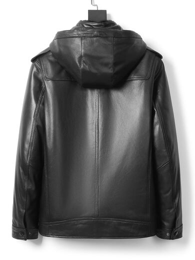 Tutu Diary fur all-in-one men Haining genuine leather leather jacket goatskin removable hood moustache wool winter jacket plus velvet black L L Recommended weight 100 Jin Jin equals 0.5 kg -120 Jin Jin equals 0.5 kg