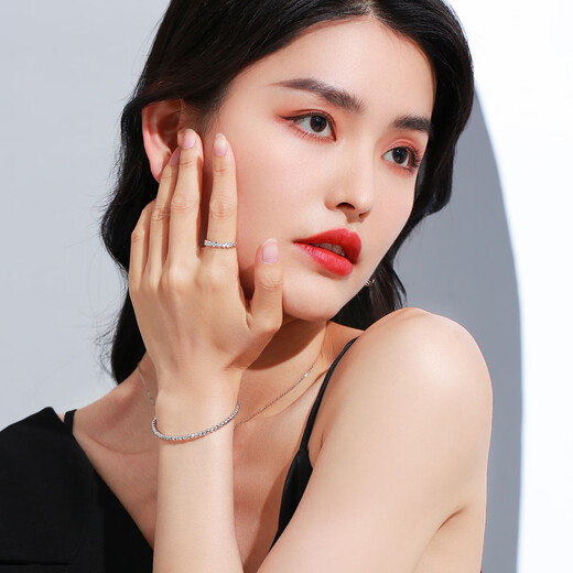 Wanfulong PT950 real platinum platinum ring for women and men for girlfriend's birthday couple ring can be customized Platinum PT950 can be flexibly adjusted in size 2.83g