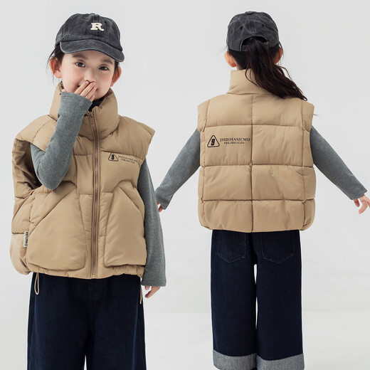 Children's down cotton vest autumn and winter new style boys and girls thickened warm vest baby outer vest jacket trendy black 110 height 90-105cm/weight 25-30Jin Jin equals 0.5 kg