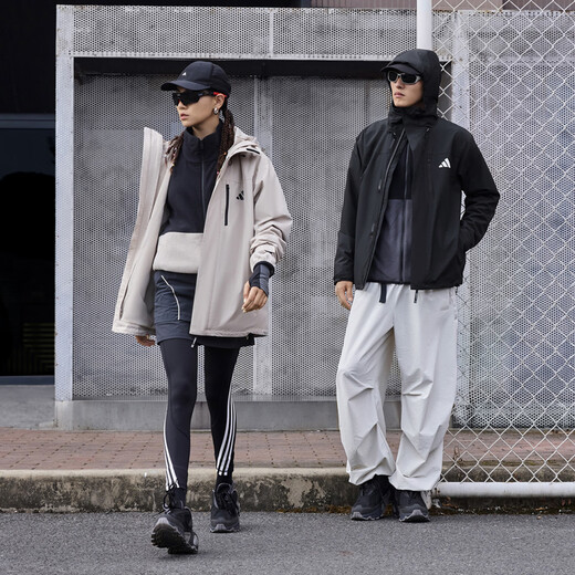 Adidas water-repellent plus velvet liner three-in-one hooded jacket for men and women in autumn and winter Adidas official light sports black XL